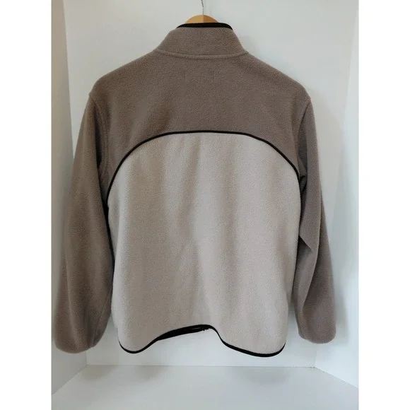 Vintage Lands' End Fleece Jacket Size M 10-12 Womens Beige Brown Full Zip - Picture 3 of 7